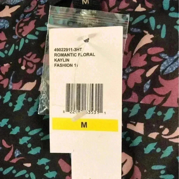 Jessica Simpson NEW Medium Black Romantic Floral Peasant Dress Sheer Lined - Picture 7 of 9